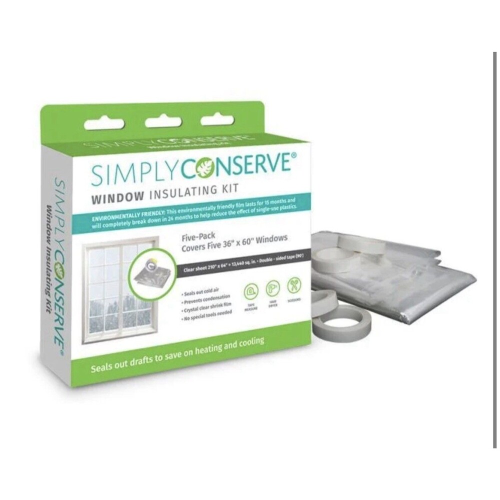 Simply Conserve Window Insulating Kit Indoor Seal film 5-Pack 36"x60" WK64210EF